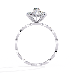 Women's Marquise Cut Diamond Engagement <b>Ring</b> With Halo Natural White Gold Classic Style GIA Certified - Product Image 4