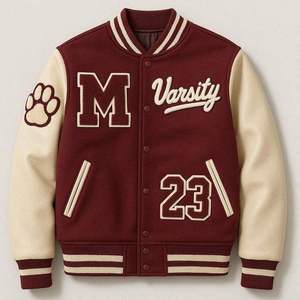 Custom Breathable Stand Collar Front Logo Long Sleeve Winter Varsity <b>Jacket</b> Polyester Shell <b>Canvas</b> Fabric Knitted <b>Men</b> - Product Image 6