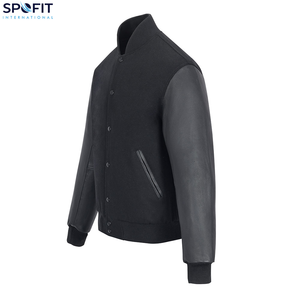 แจ็คเก็ตวาร์ซิตี้ผ้าขนสัตว์สำหรับผู้ชาย ปักลายปักแบบกำหนดเอง แขนหนังแท้ สไตล์สตรีทแวร์ ขายส่งสำหรับผู้ชาย - Product Image 2