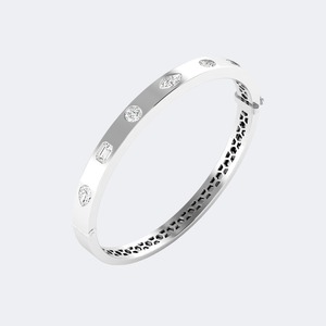 Elegante Brazalete de Plata de Ley 925 con Diamantes Cultivados en Laboratorio de Varias Formas para Mujer, Brazalete de Lujo para Aniversario, Certificado IGI SGL, 2.00ctw - Product Image 4