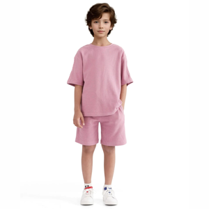 Ensemble T-shirt et Short Décontracté de Haute Qualité OEM ODM 2026 pour Enfants – Tenue d'Été 2 Pièces pour Filles et Garçons - Product Image 3