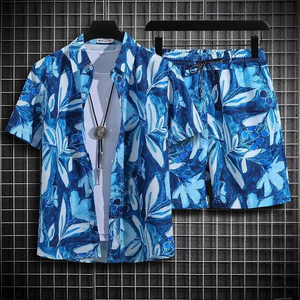 Ensemble de survêtement pour homme, en maille unie, respirant, léger, polyester/coton, manches courtes, coupe slim, short, été, décontracté, plage, streetwear - Product Image 5