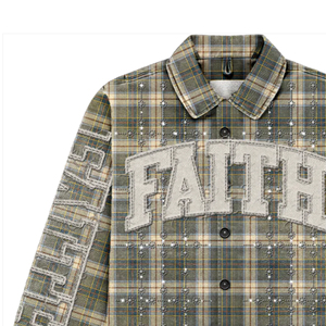 Chemises en flanelle à carreaux pour hommes, style streetwear, coupe courte et ample, manches longues, brodées, en coton, avec strass personnalisés, collection 2026 - Product Image 3