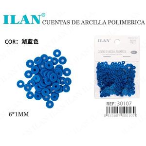 Perline Piatte in Argilla Polimerica Ilan 6x1 mm Blu Lago, Perline per Artigianato - Product Image 3