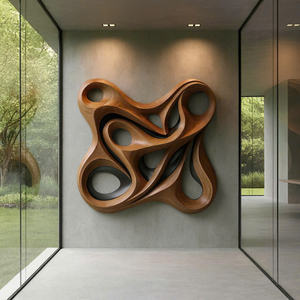 Escultura de Madera Maciza Tallada a Mano, Arte Ecológico Decorativo Abstracto para Pared, para Aniversario o Decoración de Diwali, Arte de Pared para Colgar - Product Image 1