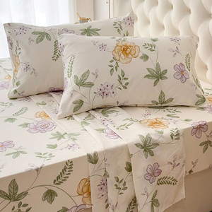 Parure de lit de luxe 4 pièces en polyester/coton mélangé imprimé, qualité A, 200 fils, écologique, tailles Queen et King, fabriquée au Pakistan - Product Image 4