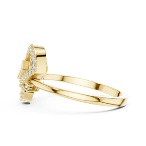 Contemporary Sterling <b>Silver</b> Yellow Gold Plated Rhodium Pave <b>Solitaire</b> Diamond Luxury Fashion <b>Ring</b> - Product Image 3