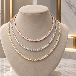 Collar de tenis Radiant con diamantes naturales de 18 pulgadas |   Proveedor de Joyería Fina de Oro de 14 Quilates, 0.15 Quilates, 3.5 mm, Corte Redondo, HI VS HI SI, Exportaciones B2B - Product Image 4