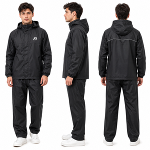 Vêtement de pluie en polyester réactif à l'eau, imperméable et personnalisable, ensemble veste et pantalon pour homme – Grande Vente - Product Image 4
