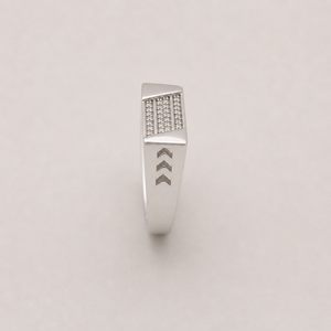925 Sterling Silver Mens Diamond Three Row Channel <b>Set</b> <b>Ring</b> Geometric Cutout Design High Polish Finish Wedding Party Daily Wear - Product Image 3