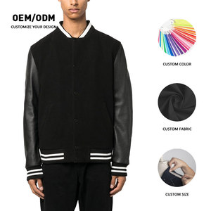 Rhinestones Men's Black Varsity <b>Jacket</b> Genuine <b>Leather</b> Sleeves White Trim Collar Regular Fit Casual <b>Winter</b> Waterproof Reversible - Product Image 6