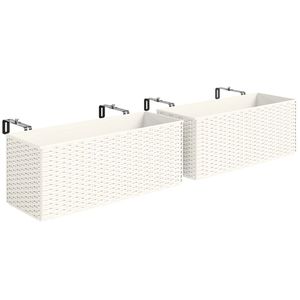 Set di 2 Vasi Bianchi Sospesi per Fiori, Fioriere da Ringhiera, Solo Vasi Inclusi - Product Image 5