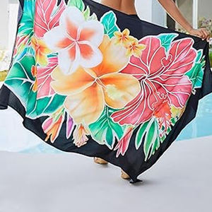 Pareo de Playa Personalizado con Estampado por Transferencia Térmica, para Mujer, en Spandex/Poliéster, de Secado Rápido, Ligero, para Verano, con Diseño Floral - Product Image 3