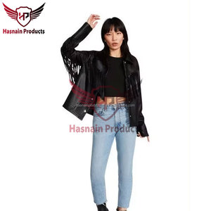 Customizable Women's Western Style Fringe <b>Leather</b> <b>Jacket</b> XL Size Fabric Coat with Cotton Filling Personalized Christmas Gift - Product Image 6