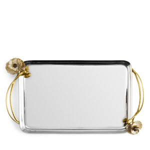Wholesale Hotel Wedding Parties Tableware Food <b>Serving</b> <b>Tray</b> Top Quality <b>Gold</b> Metal <b>Tray</b> With White Floral Handle In Good Price - Product Image 4
