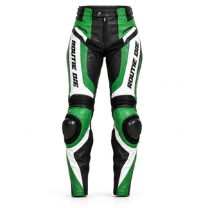 Pantalon de moto en cuir imprimé personnalisé pour femme, pantalon de course de motocross, pantalon de motard color block pour femme, vêtement d'extérieur pour la conduite - Product Image 3