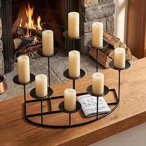 Candelabro de 9 Niveles para Chimenea, Portavelas Moderno de Metal Negro Mate con Base Curva Estable - Product Image 2