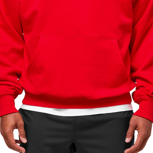 Sudadera con Capucha Roja Extra Grande para Hombre, Sudadera de Felpa Gruesa, Corte Holgado, Estilo Casual Urbano - Product Image 6
