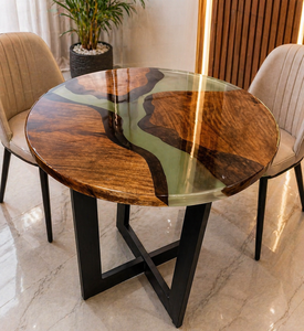 Premium Modern Eco-Friendly Round <b>Clear</b> Epoxy Resin Coffee <b>Table</b> Handmade Tabletop for Home Hotel Interior Furniture - Product Image 4