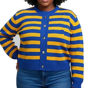 High Quality SGRho Women's Sorority Style <b>Cardigan</b> <b>Sweater</b> 100% Acrylic Casual Knitted <b>Sweater</b> Custom Greek Logo Wholesale OEM - Product Image 1