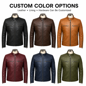 2026 New Arrival Custom <b>Men</b>’s Black <b>Leather</b> Biker <b>Jacket</b> Premium Quilted Shoulder Private Label OEM - Product Image 5