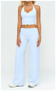Ropa Deportiva al por Mayor, Ropa Deportiva Personalizada, Conjuntos de Leggings de Yoga de Cintura Alta y Tops Halter para Mujer - Product Image 1