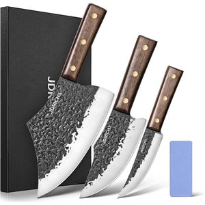 Juego de 3 Cuchillos de Carnicero Forjados a Mano, Hoja Entera, Afilados como una Navaja, Cuchillos de Cocina, Hacha de Carne y Cuchillo Vikingo para Deshuesar y Cortar Carne - Product Image 1