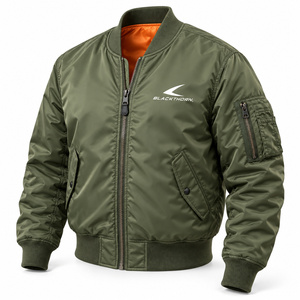 Chaqueta Bomber de Invierno para Hombre, Nuevo Diseño, Logotipo Bordado Personalizado, Lona, Corte Ajustado, Transpirable, Secado Rápido - Product Image 1