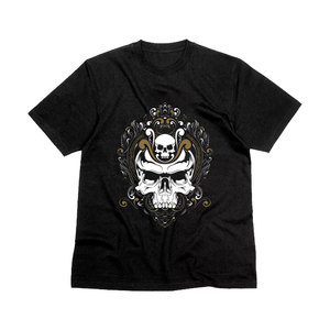 Camiseta Negra Extra Grande para Hombre con Estampado de Calavera y Tropical, Manga Corta, Cuello Redondo, Estilo Urbano, Impresión Digital, Jersey de Algodón 320g - Product Image 3