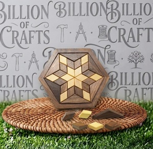 กระดานปริศนาไม้รูปดาว เกมปริศนาแบบนูน ของเล่นตั้งโต๊ะ DIY กล่องของขวัญงานฝีมือ - Product Image 1