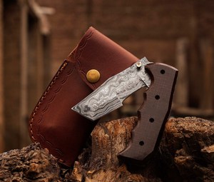 Cuchillo Plegable Estilo Tanto de Acero de Damasco Hecho a Mano, Cuchillo de Bolsillo Afilado como una Navaja con Perilla de Pulgar y Bloqueo Liner Lock, Cuchillos Plegables OEM Personalizables - Product Image 1