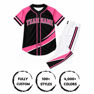 Conjunto de camiseta de béisbol para adultos, manga corta, estampado sublimado, absorbe la humedad, 100% poliéster, nombre del equipo, número personalizable - Product Image 3