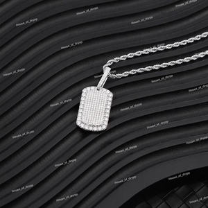 จี้เงินแท้ 925 รูปทรงสี่เหลี่ยมประดับเพชรโมอิสซาไนต์ สไตล์ฮิปฮอป สร้อยคอหรูหรา - Product Image 4