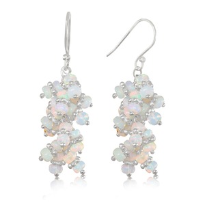 Pendientes Colgantes de Plata de Ley 925 con Ópalo y Cuentas para Mujer, Regalo para Compromiso, Aniversario, Boda o Fiesta - Product Image 3