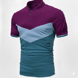 Polo décontracté pour homme en mélange de coton, manches courtes, coupe ajustée, confortable, mode estivale, à porter au quotidien - Product Image 4