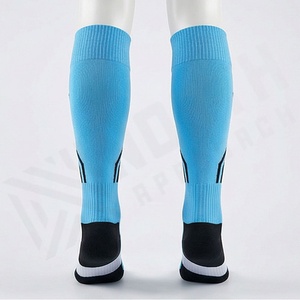 Blue Knee High <b>Compression</b> <b>Socks</b> Geometric Pattern Breathable Polyester Spandex Basketball Sports <b>Socks</b> for Adults - Product Image 2