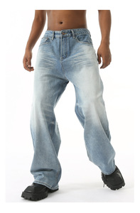 Custom <b>Men</b> Outfit Baggy Fit Dark Blue <b>Jeans</b> Pants <b>Jeans</b> American Washed Denim with Summer Quality Mid Waist Vintage Style - Product Image 4