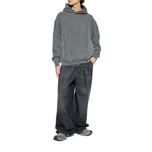 Sudadera con capucha de terciopelo de alta calidad para hombre, color gris, manga larga, estilo casual, con bolsillos. - Product Image 2