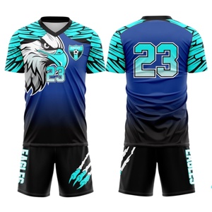 Vente en gros de maillots de football en polyester 100% avec impression numérique, kits personnalisés pour hommes et femmes, uniformes de football personnalisés, couleurs personnalisées, noms d'équipe, prix bas - Product Image 4