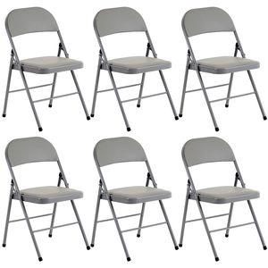 Set di 6 Sedie Pieghevoli Eleganti in PVC Grigio e Ferro per Esposizioni e Convenzioni - Product Image 1