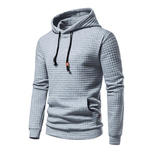 260G Men's Winter Casual Jacquard Quilted Pullover Hoodie with Silicone Print <b>Design</b> – Warm & Stylish Streetwear Sweatshirt - Product Image 2