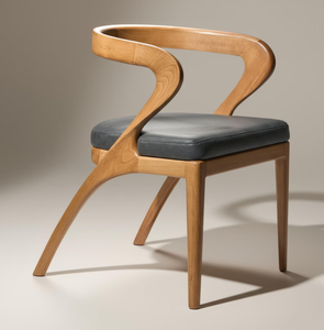 Chaise de salle à manger moderne et contemporaine en bois massif avec coussin en cuir et dossier tressé pour la maison, les restaurants et les cafés (vente en gros) - Product Image 4