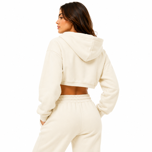 <b>woman</b> crop <b>hoodie</b> offering modern style <b>soft</b> fabric flexible comfort perfect choice for casual wear fitness and outdoor use - Product Image 3