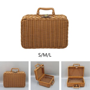 Boîte de rangement en rotin tissé à la main - Panier de pique-nique en osier vintage et étui de transport portable pour accessoires photo - Product Image 4