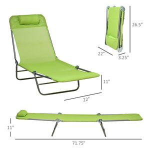 Juego de 2 Tumbonas Plegables para Piscina y Playa, Sillas Reclinables con Asiento de Malla Transpirable y Reposacabezas para Tomar el Sol - Product Image 3