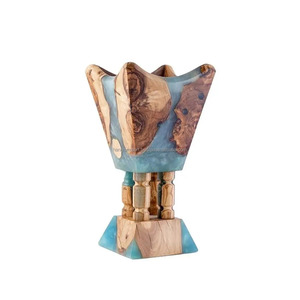Blue Mubkhar <b>Wood</b> Resin Bakhoor <b>Burner</b> Bakhoor <b>Burner</b> <b>Wood</b> <b>For</b> Wedding Gift Electric Incense <b>Burner</b> By HANIYA EXPORT - Product Image 2