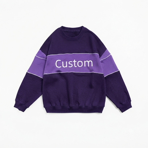 Sweat-shirt personnalisé à blocs de couleur pour femme, col rond, manches longues, 100 % coton tricoté, respirant, imprimé lettres sur le devant, collection automne - Product Image 5