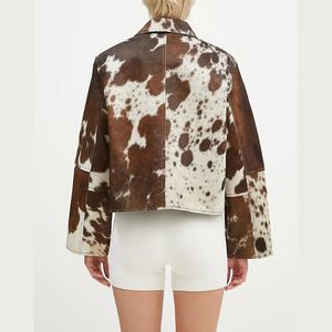 เสื้อแจ็คเก็ตหนังแท้สำหรับผู้หญิง ปกคอพับได้ ตกแต่งด้วยขนสัตว์  แบบสั่งทำพิเศษ  ผ้าคอร์ดูรอย  บุด้วยใยฝ้าย  ดีไซน์แบบทอ - Product Image 6