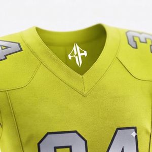 Uniforme de Fútbol Americano Amarillo para Hombre, Cuello en V, Secado Rápido, Transpirable, Impresión por Sublimación, Material 100% Poliéster, Alta Calidad - Product Image 6