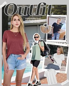 Camisetas Aura Luxe para Mujer, Manga Corta, Primavera Verano, Cuello Redondo, Modernas, Casuales, de Trabajo, Suaves, Básicas, para Damas 2026 - Product Image 4
